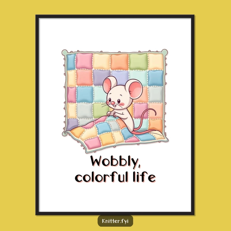 Funny Kawaii Mouse Poster: Quilt Sewing Art - Hilarious Wall Decor Gift