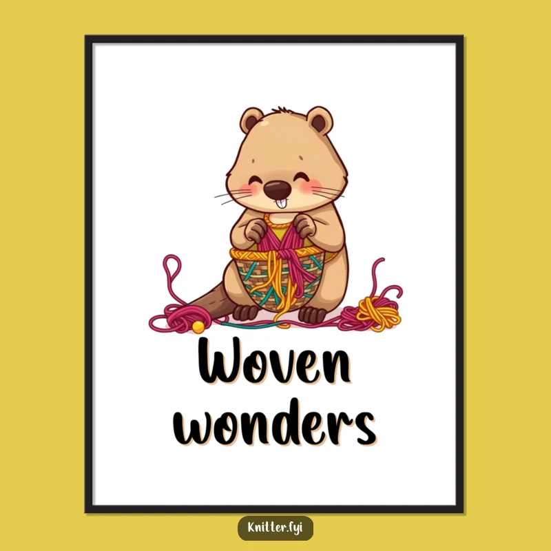 Funny Beaver Weaving Poster: Artistic Decor for Your Creative Space