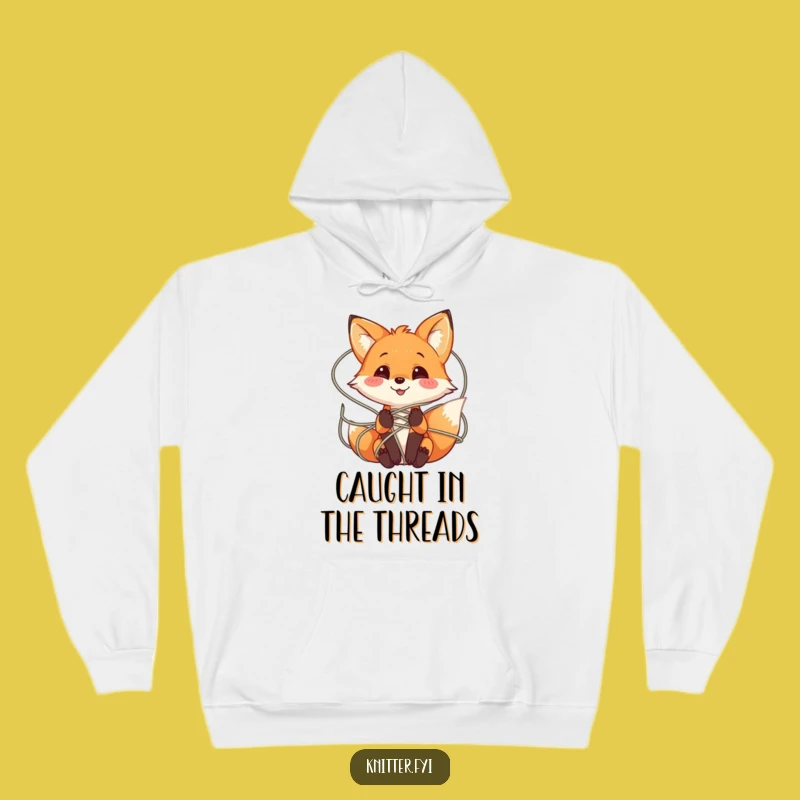 Cozy Funny Fox Hoodie: Warm Tangled Yarn Sweatshirt for Crafters