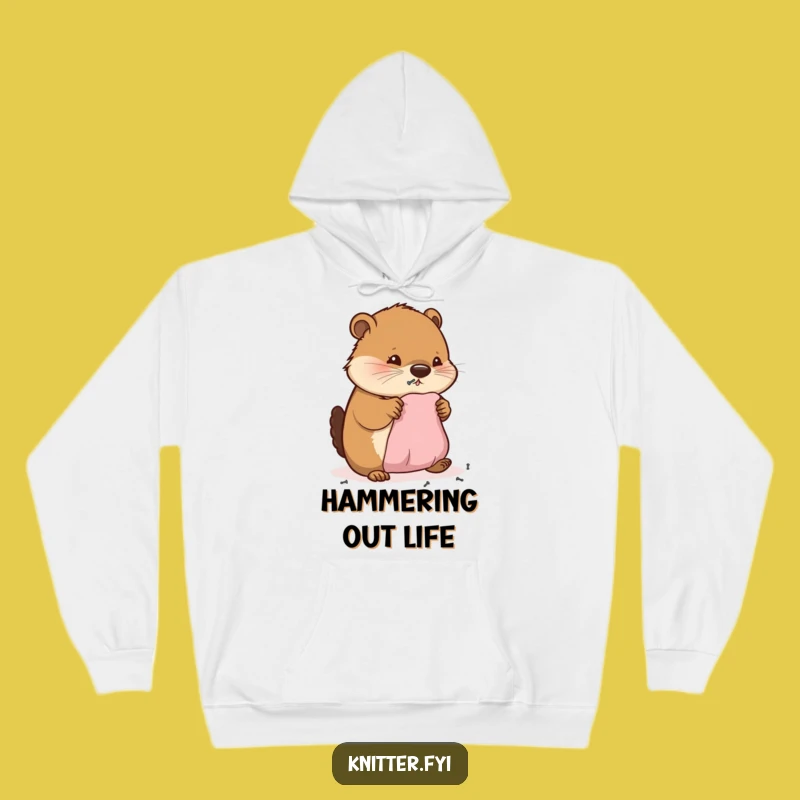 Funny Beaver Crafting Hoodie: Cozy Diligent Beaver Hammering Warm Gift