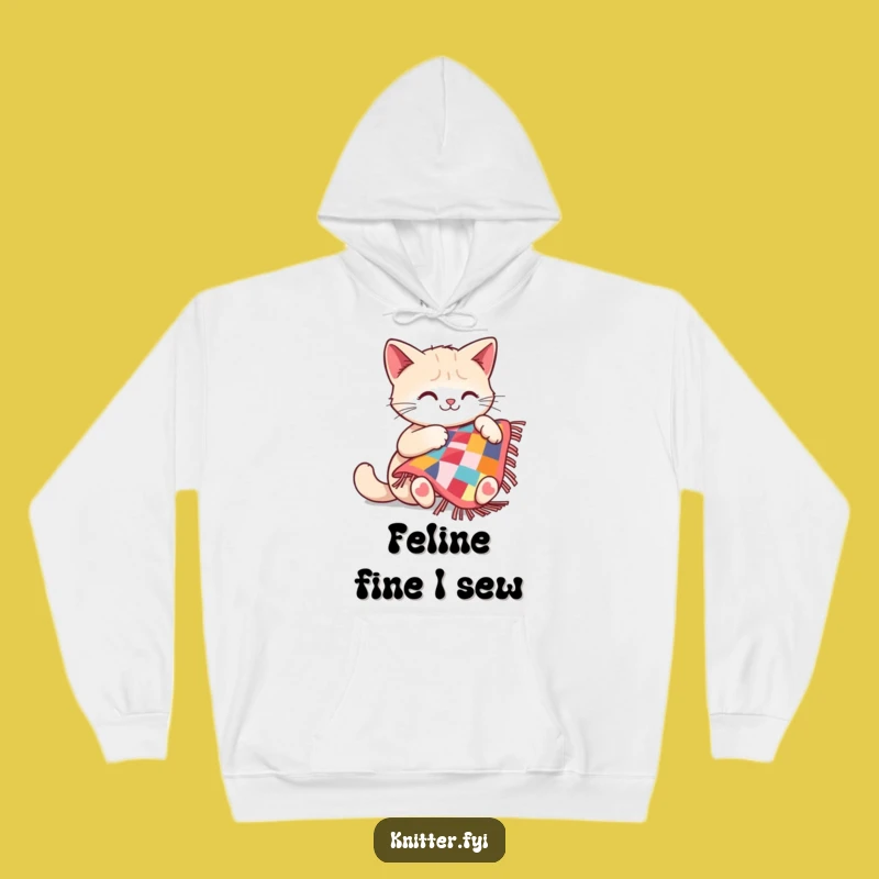 Funny Quilting Cat Hoodie: Cozy Comfort with a Happy Feline Crafter, Great Funny Gift