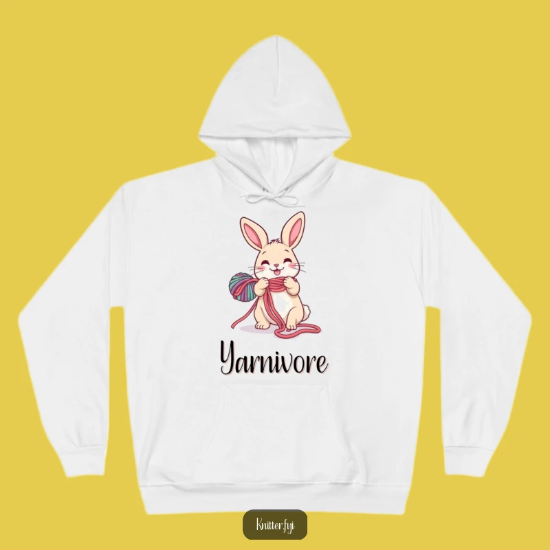 Funny Rabbit Hoodie: Cozy Hare Unraveling Yarn, Perfect Warm Gift for Crafters