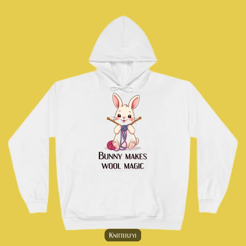 Funny Rabbit Knitting Hoodie: Cozy Up with a Cheerful Yarn Crafter, Great Funny Gift