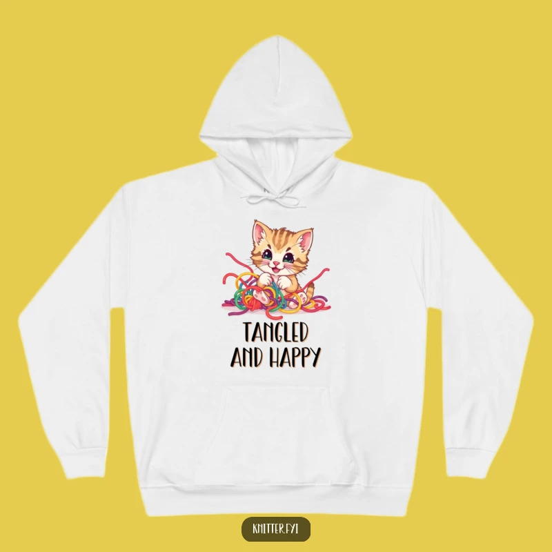 Funny Kitten Yarn Hoodie - Cozy & Hilarious Pet Lover's Gift
