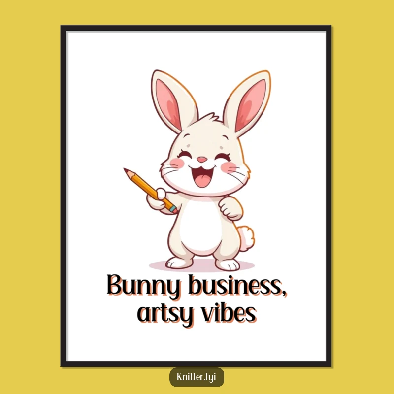 Bunny Artist Wall Art Free Printable: Whimsical Rabbit Drawing Downloadable Decor
