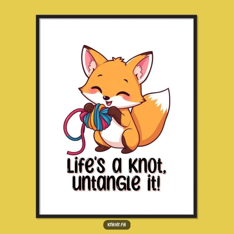 Free Printable Fox Yarn Art: Funny Whimsical Wall Decor for a Playful Downloadable Downloadable Gift