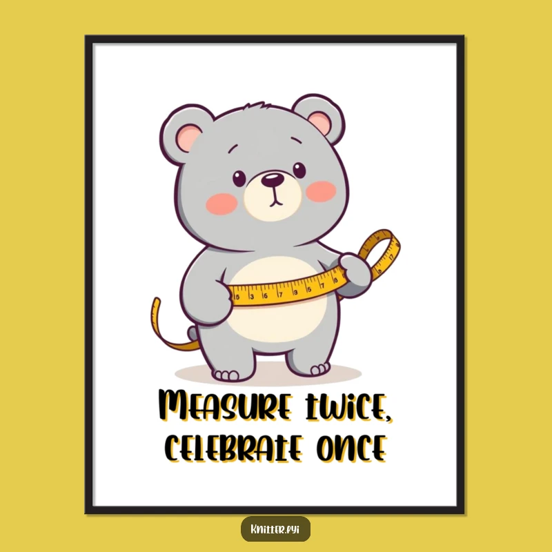 Free Printable Wall Art: Determined Bear Measuring for Quirky Crafty Home Decor