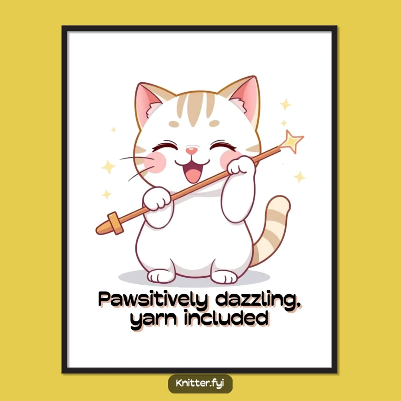 Free Printable Wall Art: Funny Cat Threading Needle - Humorous Home Decor Download