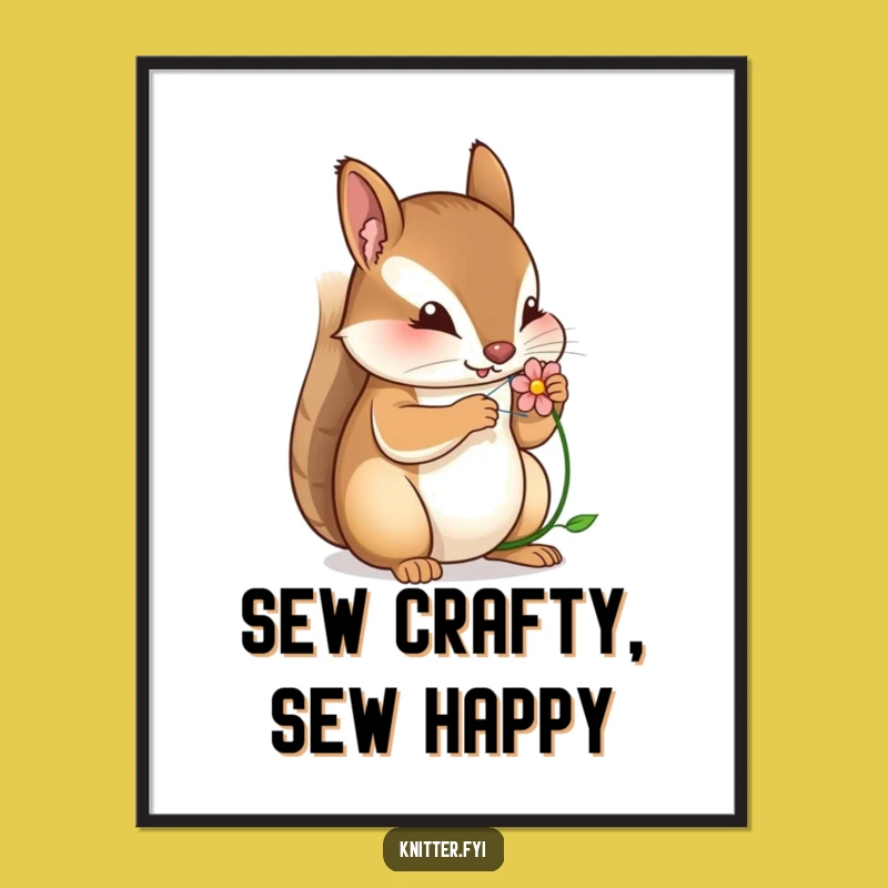 Free Printable Wall Art: Funny Squirrel Sewing, Cute Downloadable Decor for Home