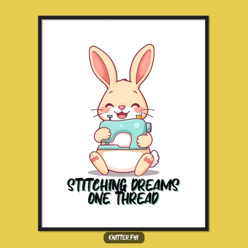 Free Printable Wall Art: Sewing Rabbit Whimsy Funny Downloadable Art