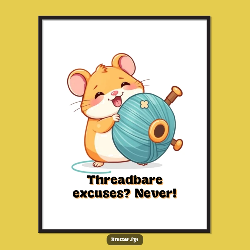 Funny Free Printable Wall Art: Delighted Kawaii Hamster Spinning Thread, Whimsical Downloadable Decor