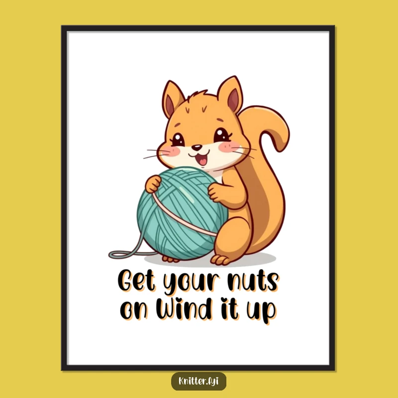 Free Printable Wall Art: Funny Squirrel Yarn Ball, Hilarious Downloadable Decor for Your Home!