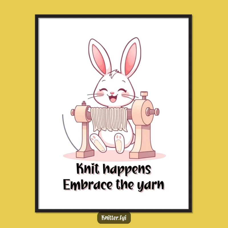 Free Printable Wall Art: Funny Bunny Knitting Machine, Hilarious Downloadable Decor for Crafters!