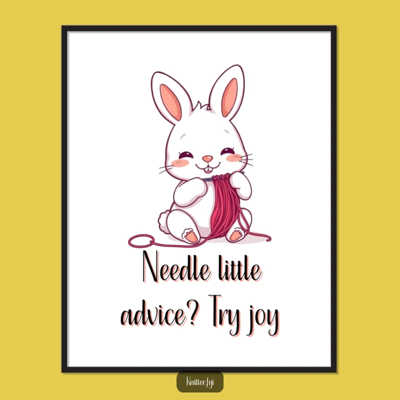Funny Printable Wall Art: Rabbit Threading Needle - Whimsical Decor
