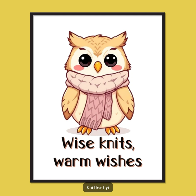 Owl Wall Art Free Printable: Knitted Scarf Style Downloadable Decor