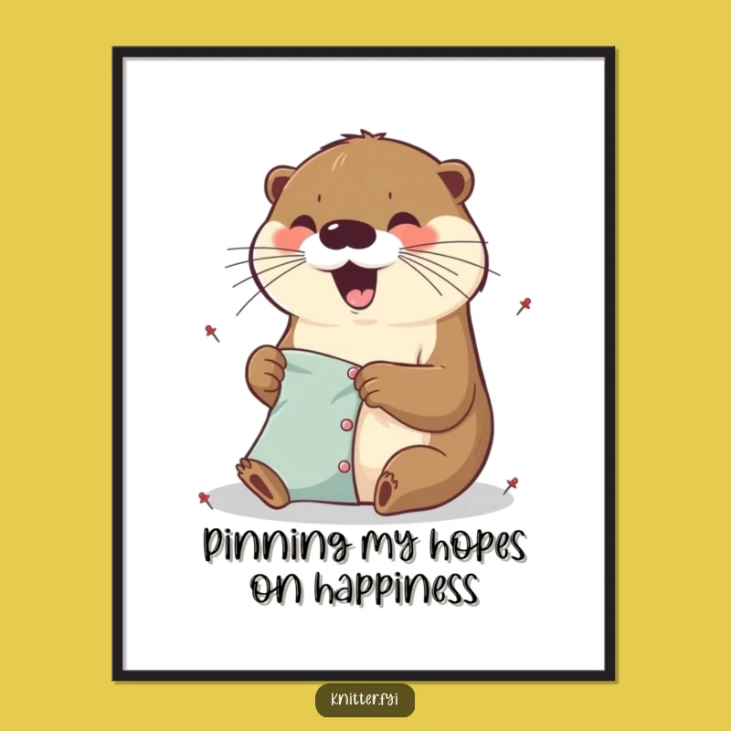 Funny Printable Wall Art: Excited Otter Pinning Fabric - Quirky Decor