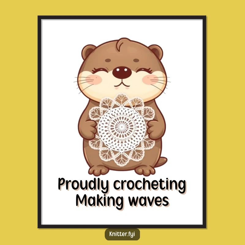 Free Printable Wall Art: Funny Otter Crochet Doily, Hilarious Downloadable Decor for Your Home!