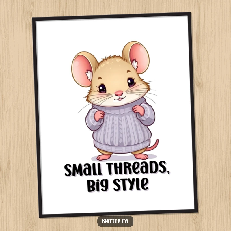 Funny Free Printable Mouse Wall Art: A curious mouse modeling a tiny sweater brings cute, cozy vibes to your decor.