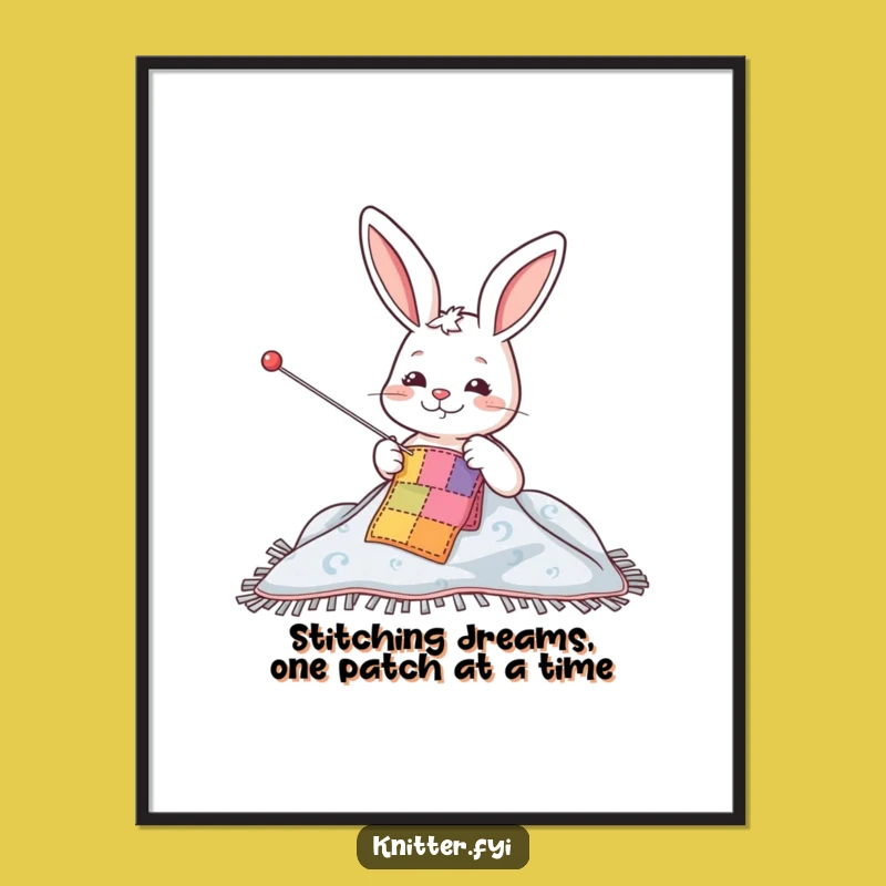 Free Printable Wall Art: Funny Rabbit Sewing Patch - Humorous Home Decor Download