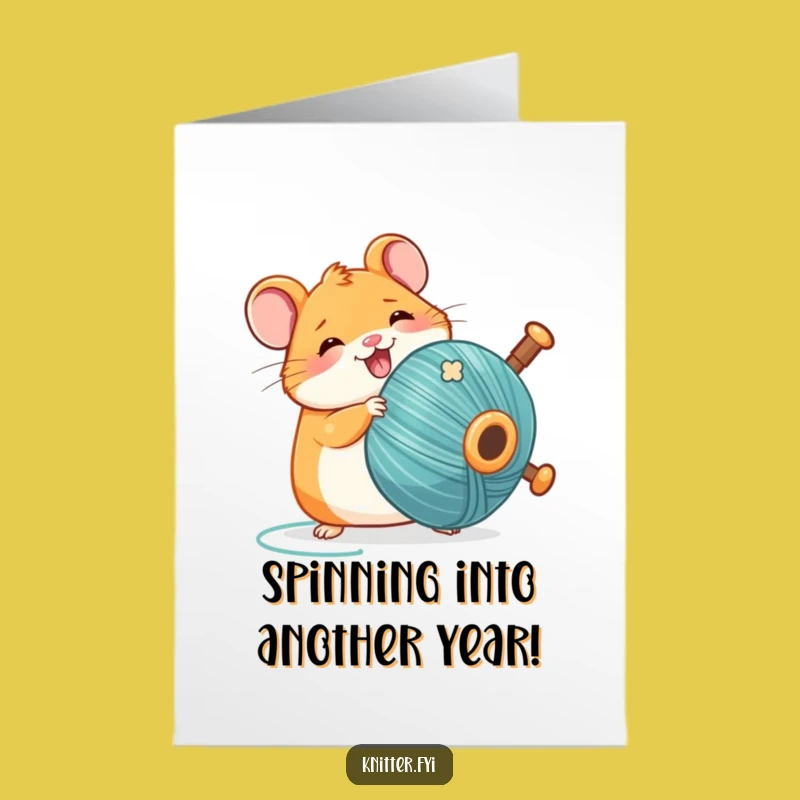 Free Printable Birthday Card: Funny Kawaii Hamster Spinning Thread, Hilarious Downloadable Gift