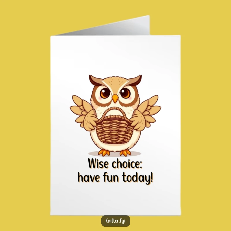 Free Printable Birthday Card: Funny Owl Basket Gift Wise Downloadable Card