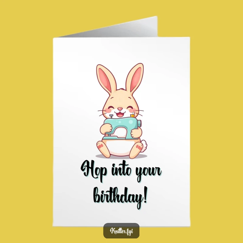 Free Printable Birthday Card: Sewing Rabbit Button Funny Downloadable Gift