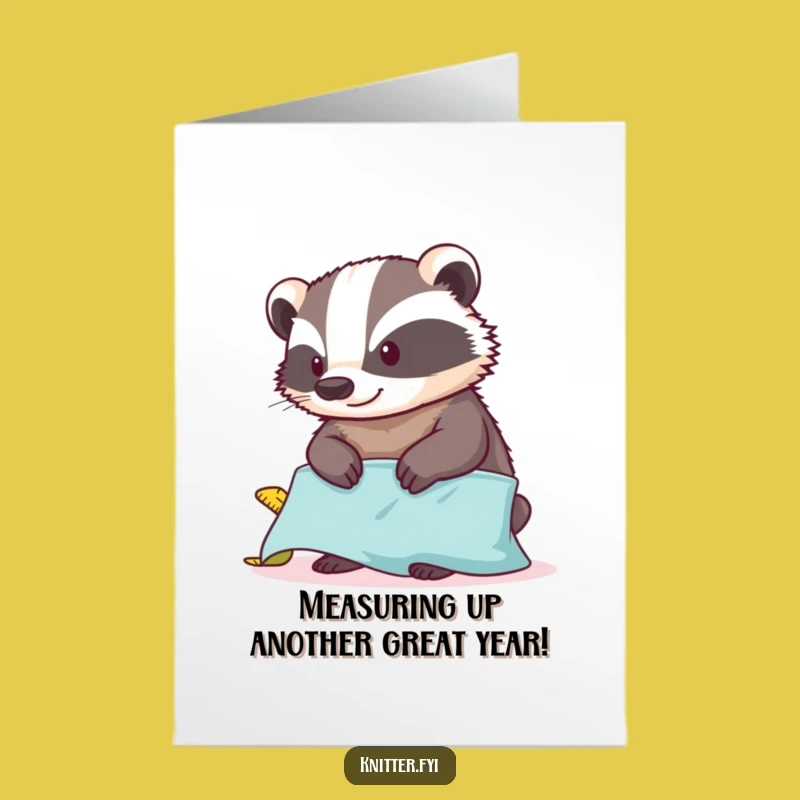 Free Printable Funny Badger Birthday Card: Measuring Fun Downloadable Gift