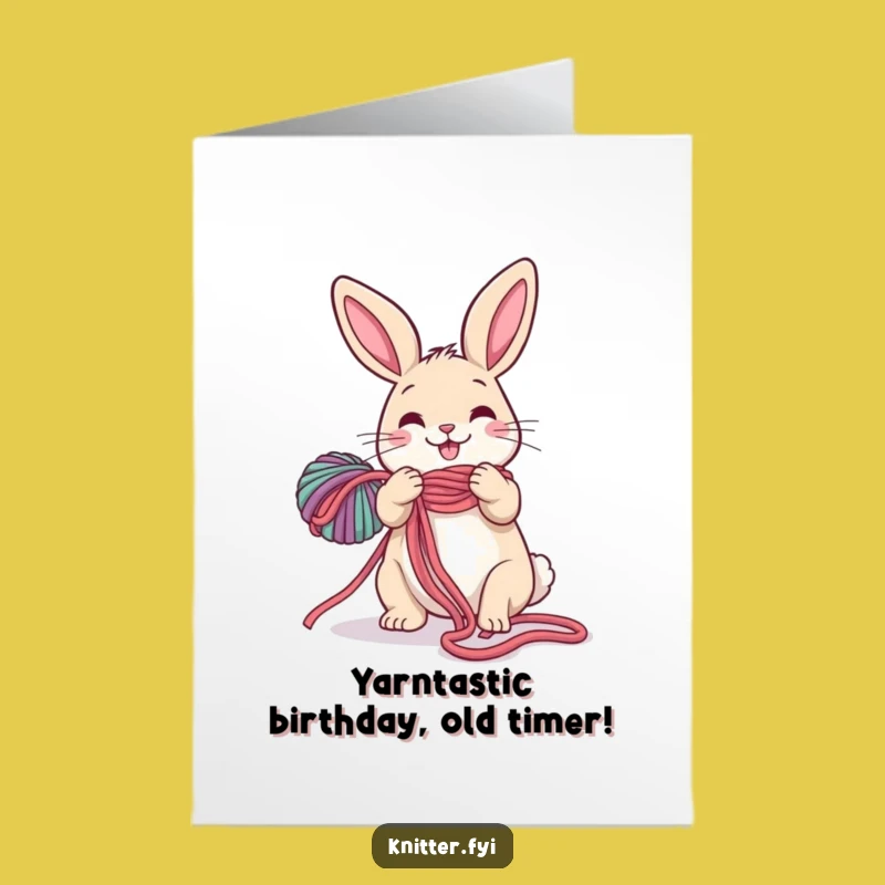 Free Printable Rabbit Knitting Birthday Card: Funny Downloadable Gift for Knitters!