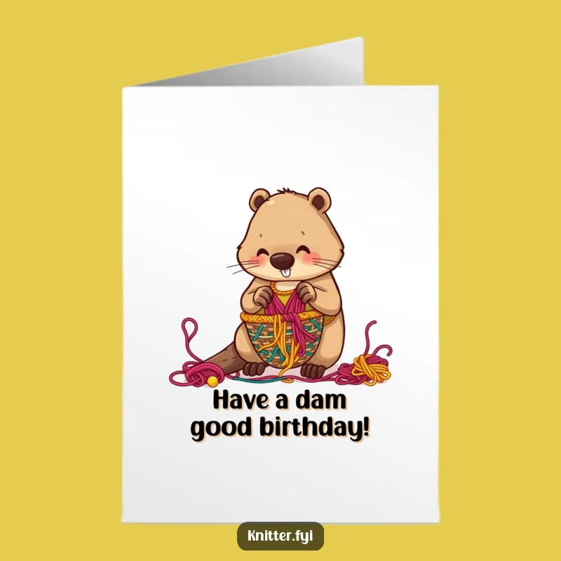 Free Printable Beaver Birthday Card: Weaving Wishes! Funny DIY Downloadable Gift