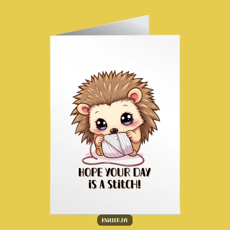 Free Printable Birthday Card: Curious Hedgehog & Thread for a Whimsical DIY Gift