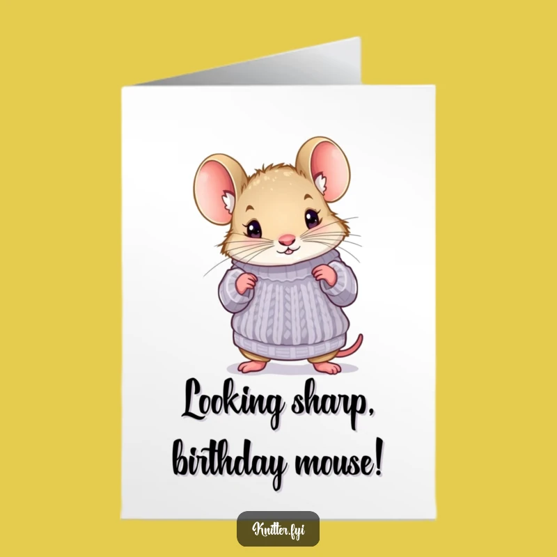 Free Printable Mouse Birthday Card: Cozy Sweater Humor Downloadable Gift