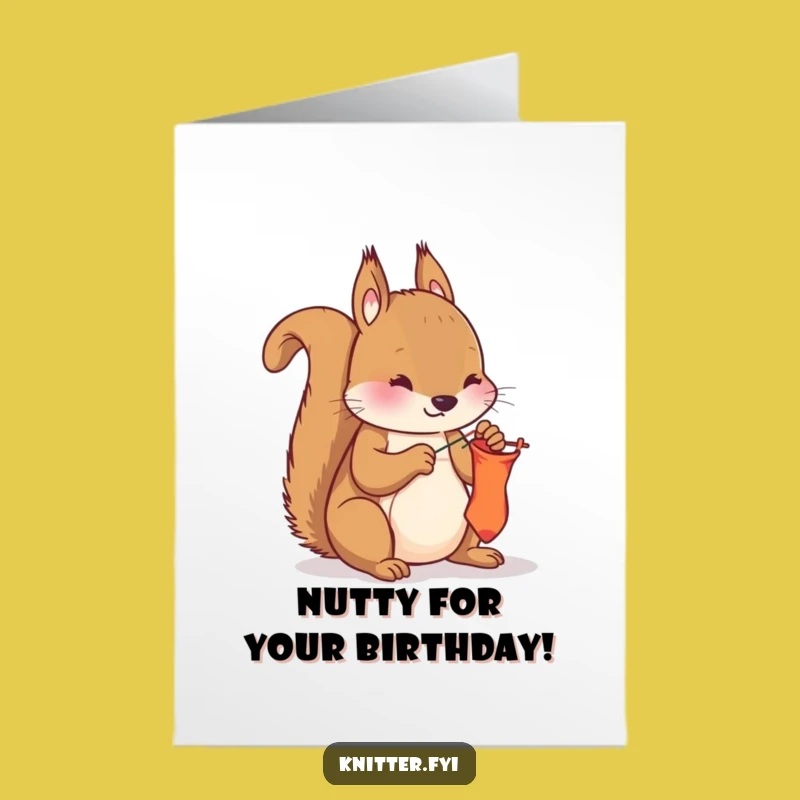 Free Printable Birthday Card: Mending Squirrel Funny Downloadable Gift