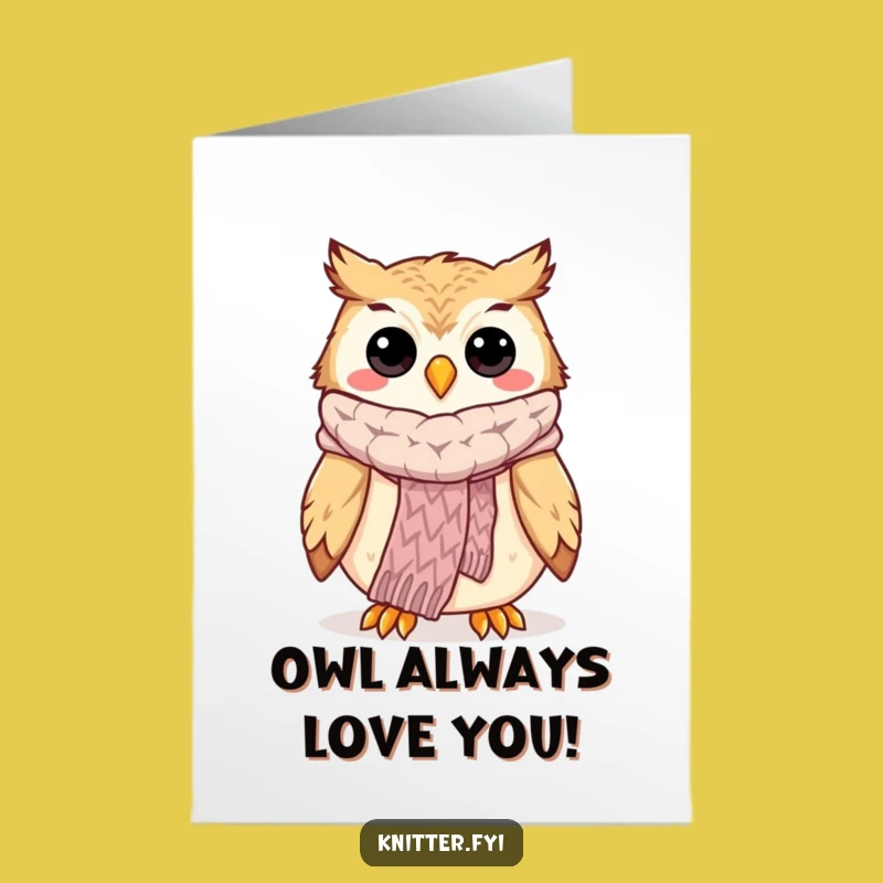 Owl Birthday Card Free Printable: Knitted Scarf Cozy Downloadable Gift