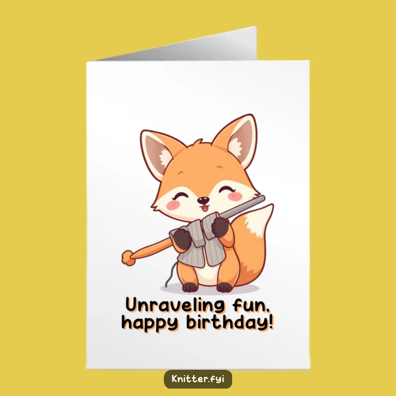 Free Printable Birthday Card: Funny Fox Knitting, Hilarious Downloadable Craft Gift