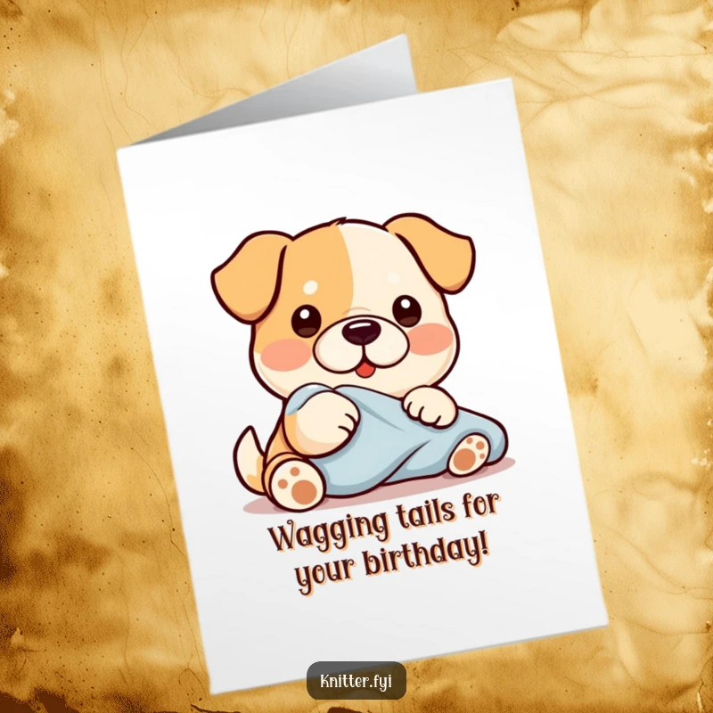 Funny Free Printable Birthday Card with a diligent Kawaii dog smoothing fabric, a heartwarming and downloadable gift.