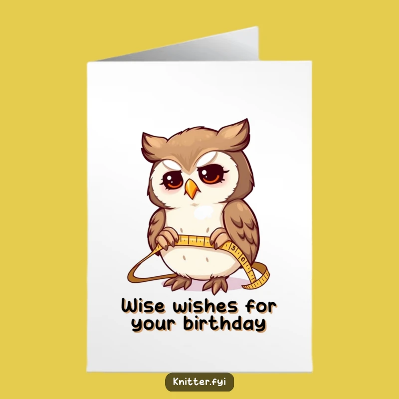 Free Printable Birthday Card: Owl Measuring - Precise DIY Funny Gift Download