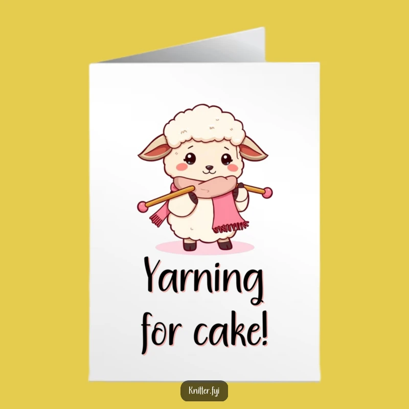 Free Printable Birthday Card: Knitting Sheep Funny Downloadable Gift for Crafters