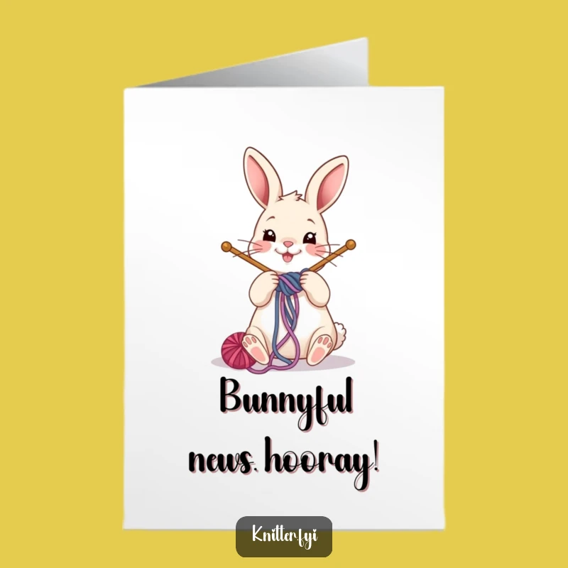 Free Printable Congrats Card: Funny Rabbit Knitting, Hilarious Downloadable Craft Gift