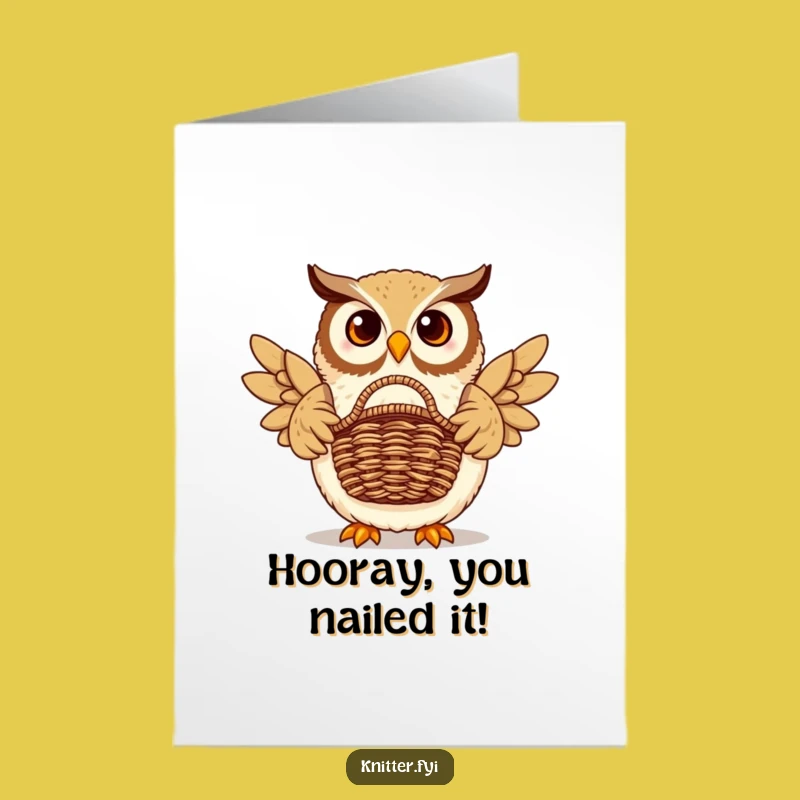 Free Printable Congrats Card: Owl Basket Celebrates Your Success Downloadable