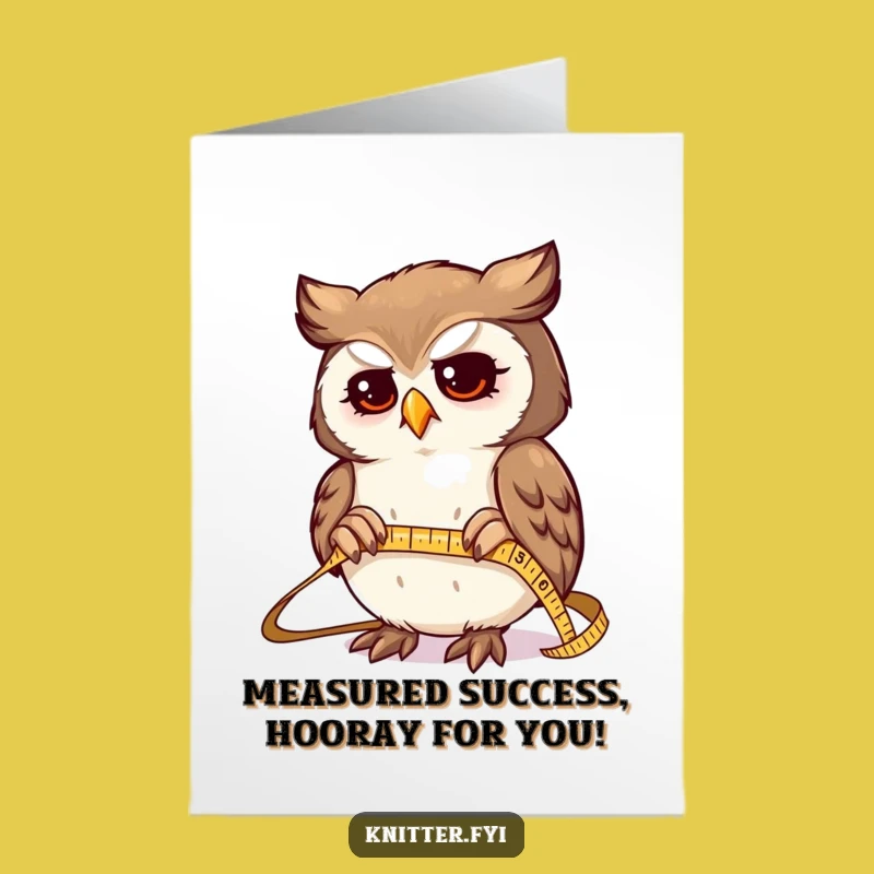 Free Printable Congrats Card: Owl Measuring - Sharp Downloadable Gift