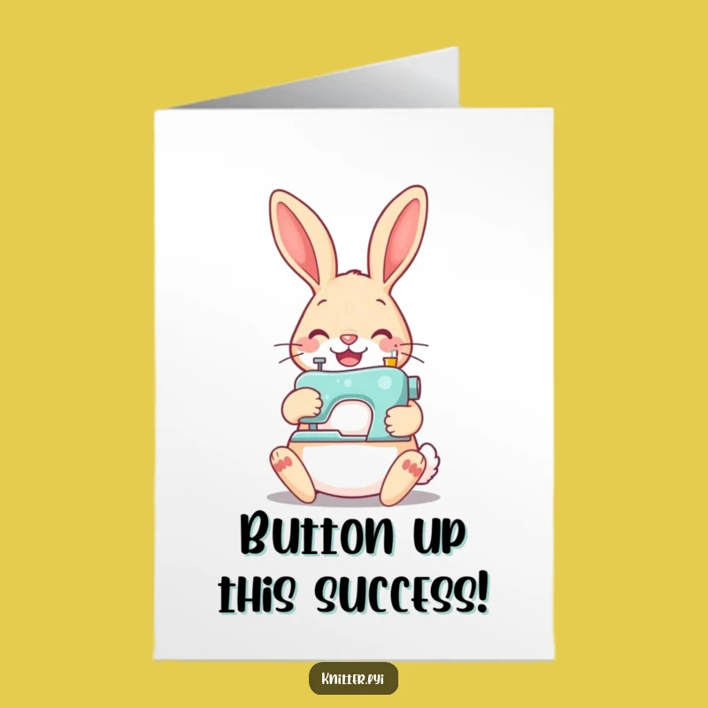 Free Printable Congrats Card: Rabbit Sewing Success Funny Downloadable Gift