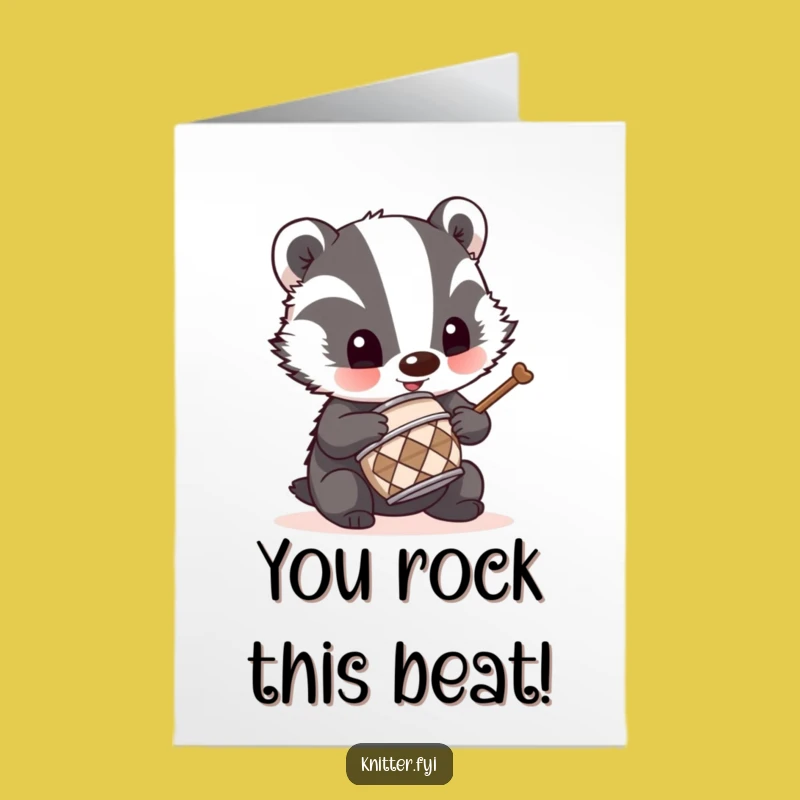 Free Printable Congratulations Card: Badger Drummer Thimble Fun Downloadable Gift