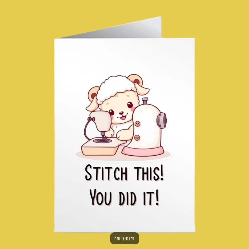 Free Printable Sheepdog Congrats Card: Sew You Did It! Funny Downloadable Gift