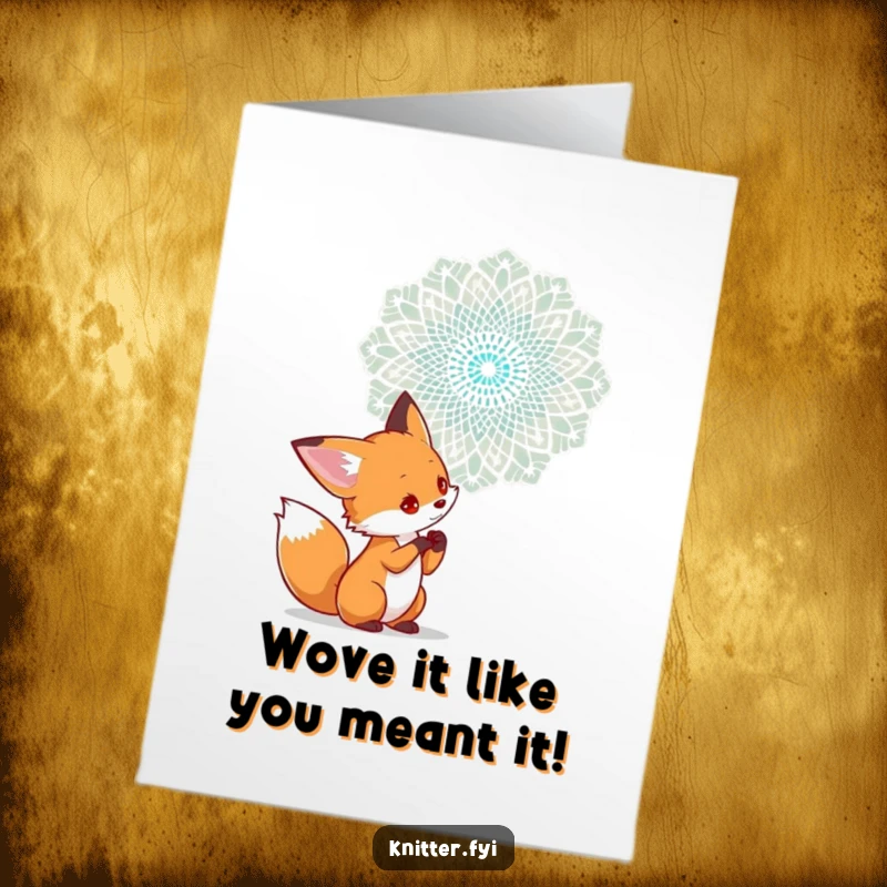 Funny Free Printable Congratulations Card: Curious fox studying complex air lace, a clever DIY gift for any success.