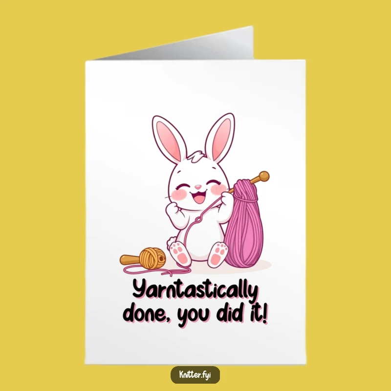 Free Printable Bunny Congratulations Card: Funny Yarn Achievement Card for a Joyful Downloadable Gift