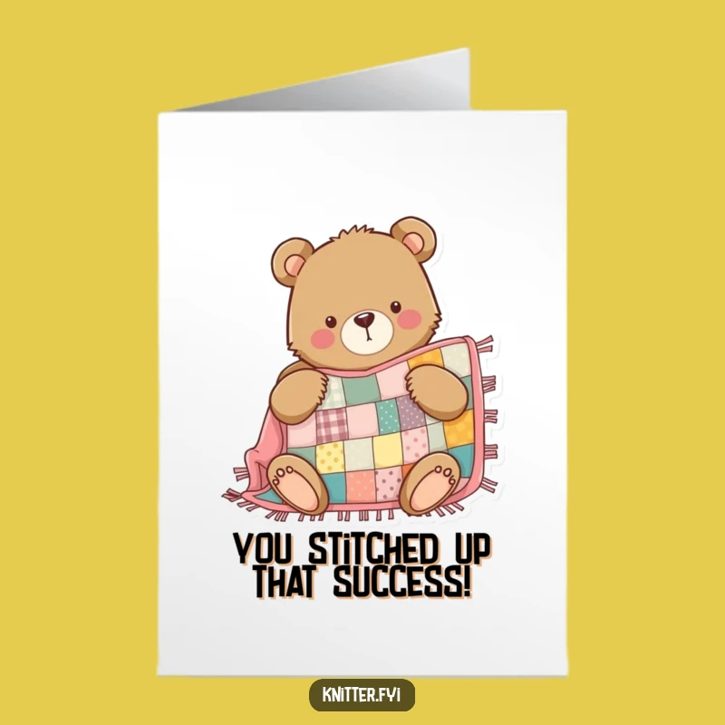 Free Printable Bear Quilt Congrats Card: Heartwarming Downloadable Gift!