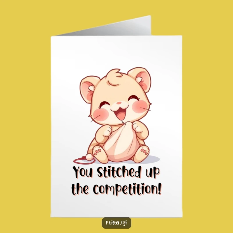 Free Printable Congrats Card: Creature Sewing Success - Funny Downloadable Gift