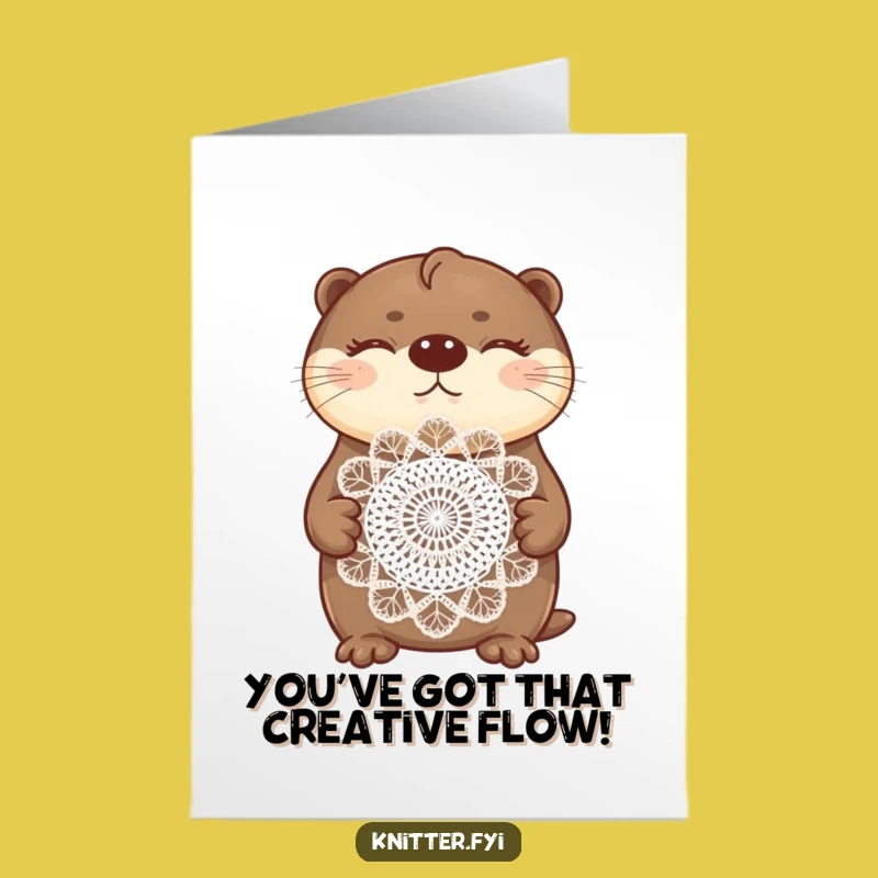 Free Printable Congrats Card: Proud Otter Crochet, Ideal Downloadable Gift for Achievements!