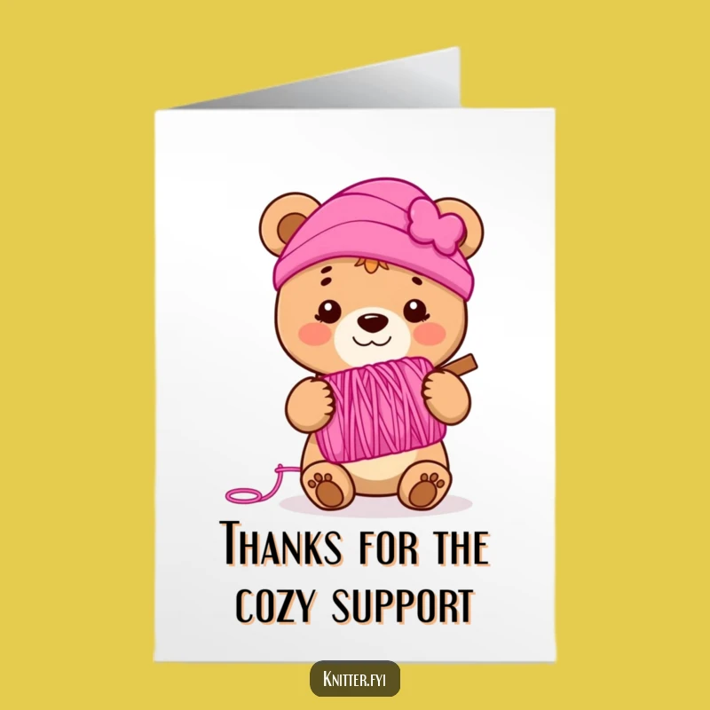 Free Printable Bear Thank You Card: Yarn of Gratitude Downloadable