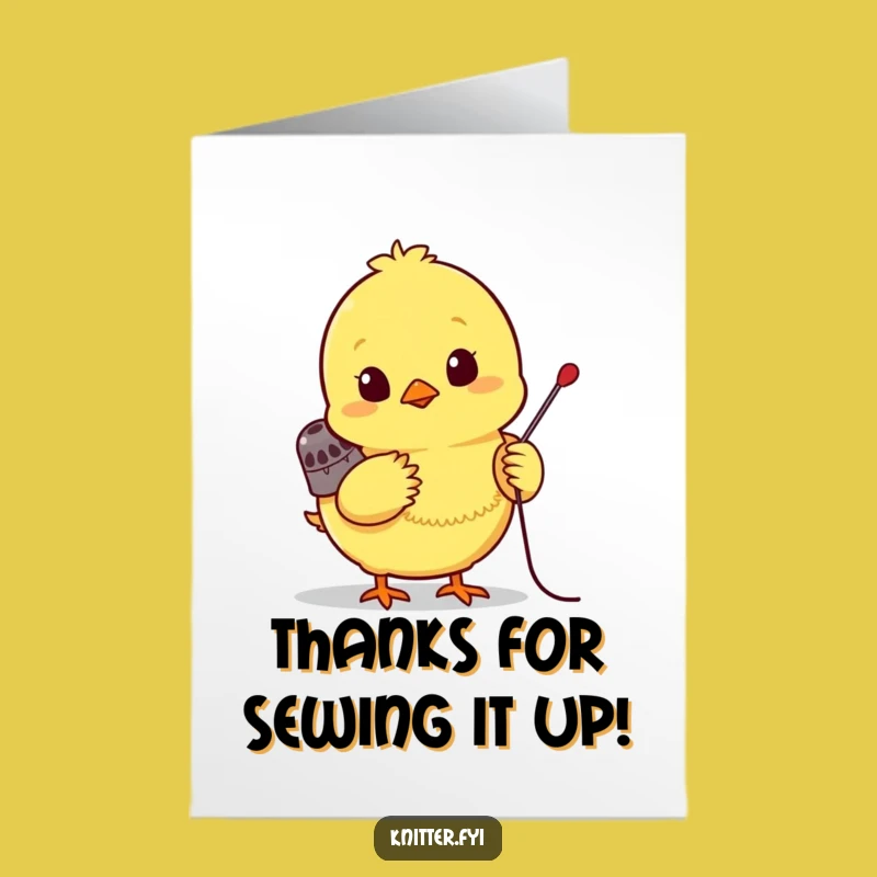 Free Printable Chick Thank You Card: Stitching Gratitude Downloadable Gift